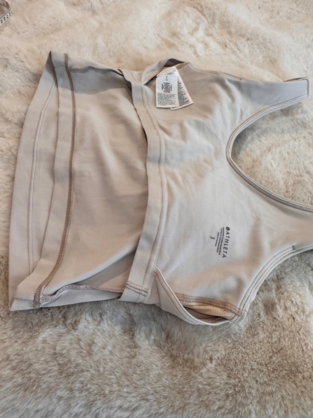 Athleta Neutral Beige Sleeveless Athletic Crop Activewear Tank - Picture 8 of 11